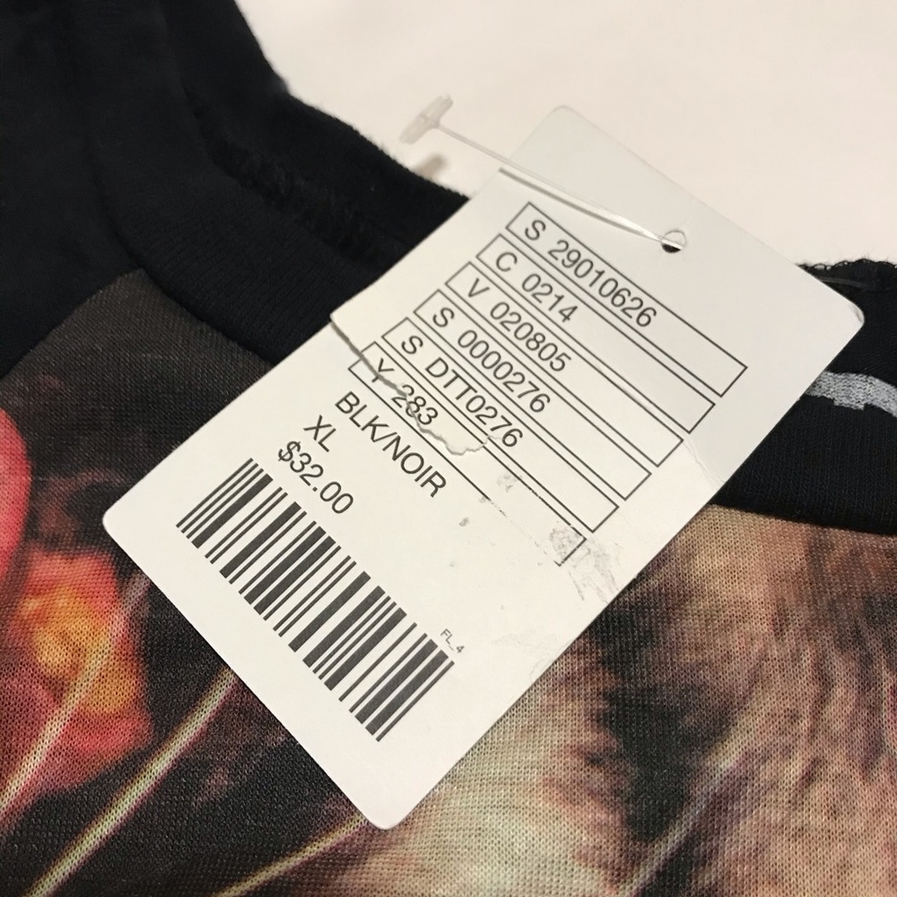 Deter T-Shirt XL Tiger Print NWT Black Scoop Neck - Picture 3 of 8
